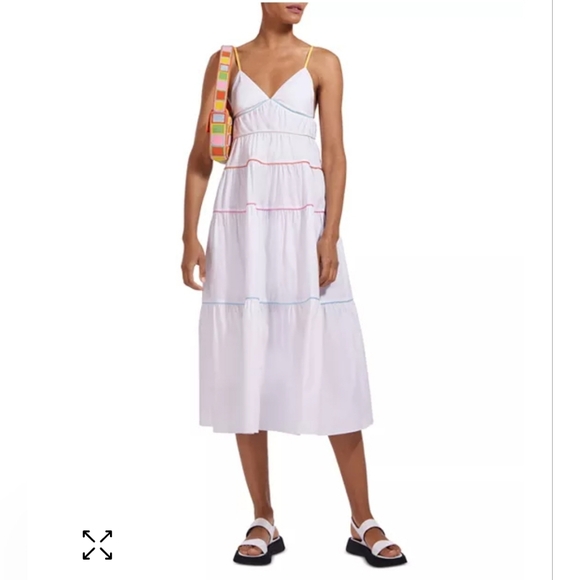 Staud Cleo tiered poplin midi dress NWOT XS TC